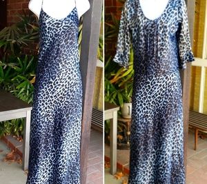 Lapis Long Set Satin Chemise Slip Dress Gown Large